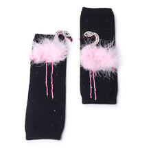 TIPY TIPY TAP FLAMINGO EMBELLISHED LEGWARMERS WITH SOCKS & HEADBAND - BLACK