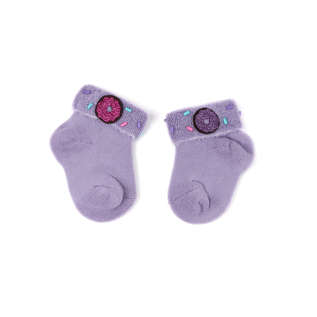 TIPY TIPY TAP DONUGHT EMBELLISHED LEGWARMERS WITH SOCKS & HEADBAND - LILAC