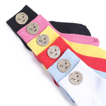 TIPY TIPY TAP SET OF 6 COTTON GLITTER SMILEY SOCKS - YELLOW,PINK,RED,BLACK,WHITE,BLUE