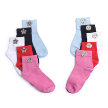 TIPY TIPY TAP SET OF 5 COTTON SMILEY SOCKS - PINK,RED,WHITE,BLACK,BLUE