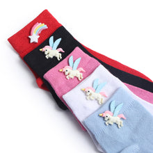 TIPY TIPY TAP SET OF 5 COTTON UNICORN SOCKS - PINK,RED,WHITE,BLACK,BLUE