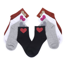 TIPY TIPY TAP SET OF 4 COTTON Heart SOCKS - WHITE/BLACK/BROWN/GREY