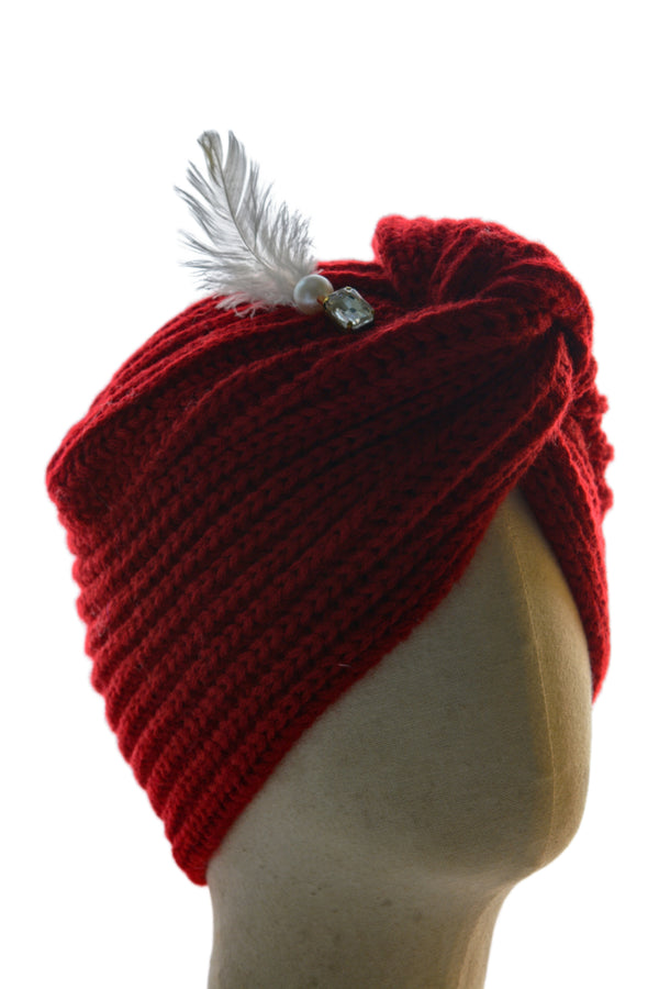 TIPY TIPY TAP KNOTTED FEATHER  TURBAN - Red
