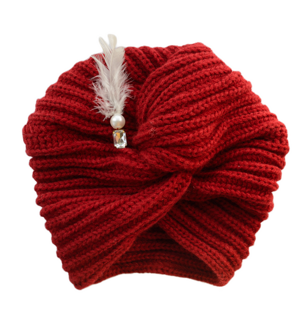 TIPY TIPY TAP KNOTTED FEATHER  TURBAN - Red