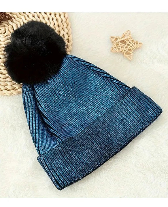 TIPY TIPY TAP GLITTERY POMPOM CAP - BLUE