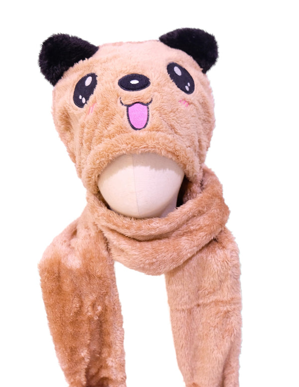 TIPY TIPY TAP PANDA HOODED MUFLER CAP - BROWN
