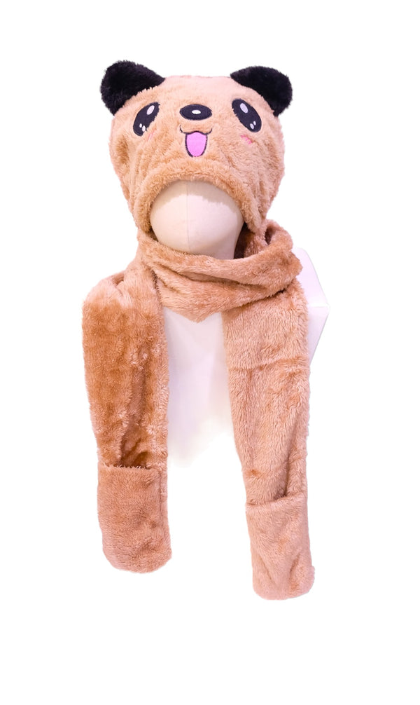 TIPY TIPY TAP PANDA HOODED MUFLER CAP - BROWN