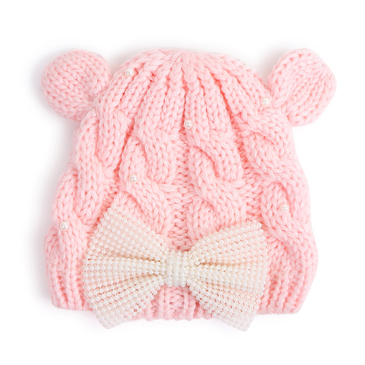 TIPY TIPY TAP PEARLY BOW CAP WITH MITTENS - PINK