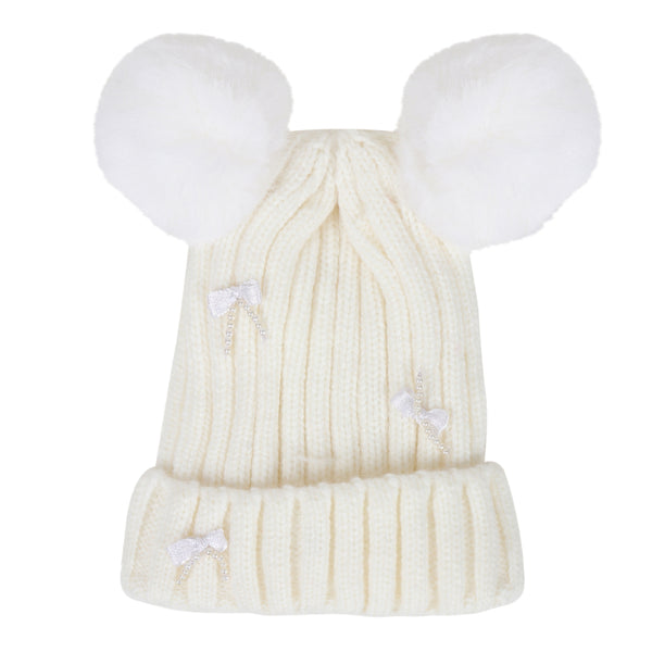 TIPY TIPY TAP POM POM BOW CAP - WHITE