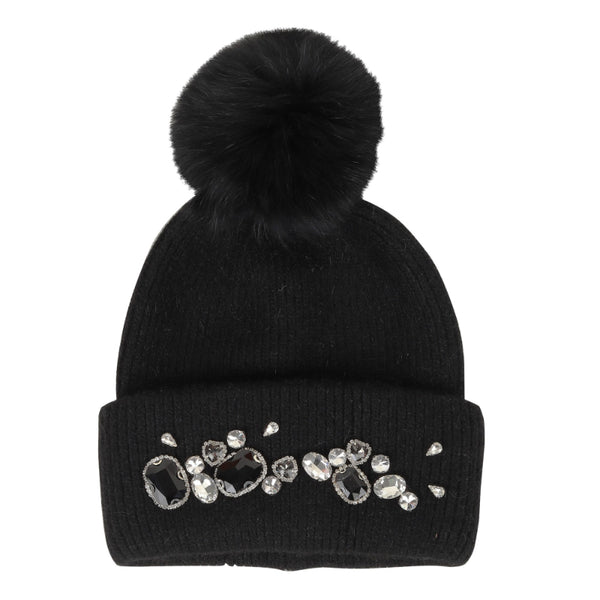 TIPY TIPY TAP RHINESTONES WINTER CAP - BLACK