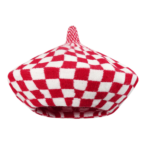 TIPY TIPY TAP CHECKS WINTER BERET - RED