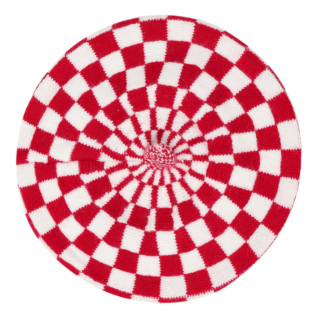TIPY TIPY TAP CHECKS WINTER BERET - RED
