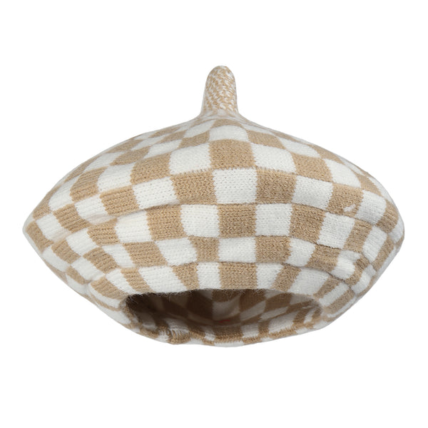 TIPY TIPY TAP CHECKS WINTER BERET - BEIGE