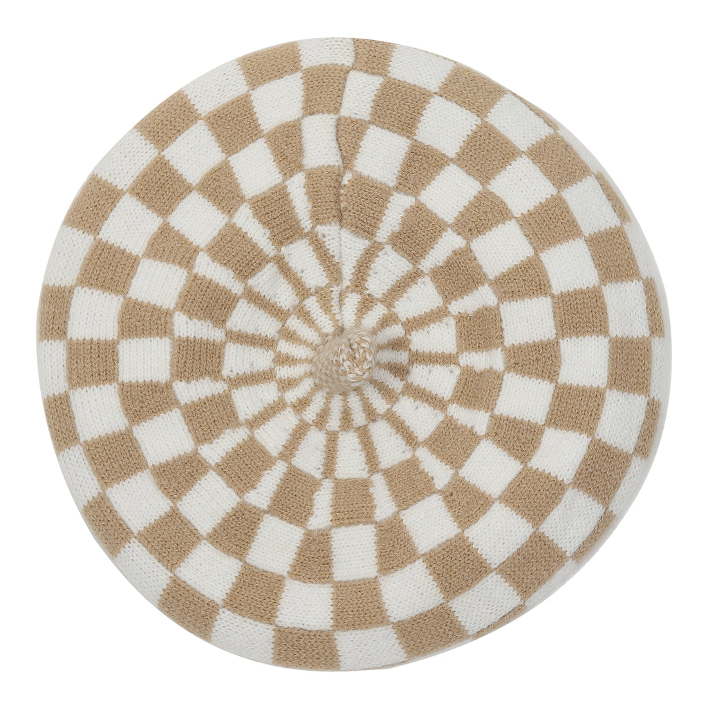 TIPY TIPY TAP CHECKS WINTER BERET - BEIGE
