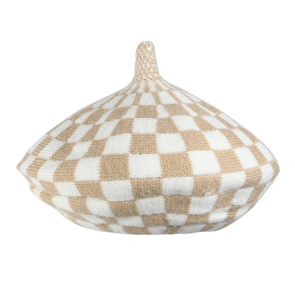 TIPY TIPY TAP CHECKS WINTER BERET - BEIGE