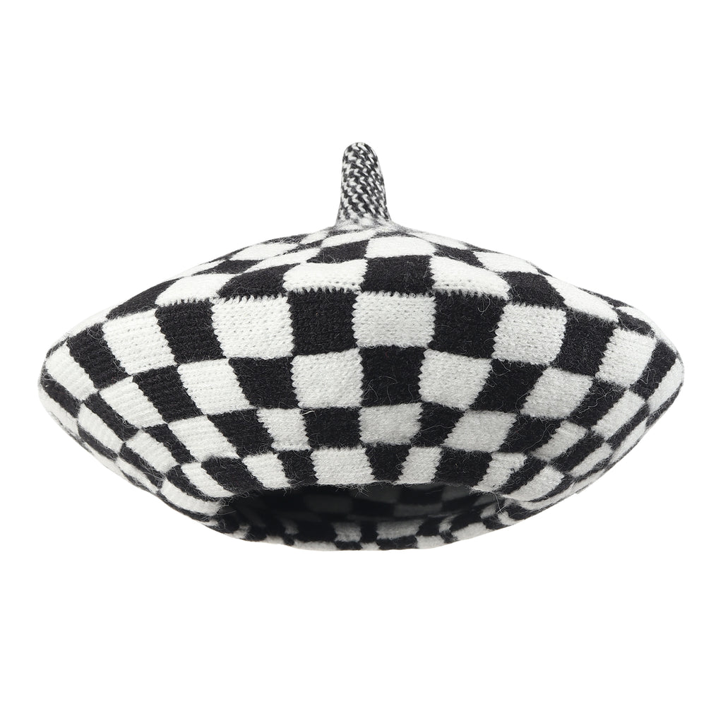 TIPY TIPY TAP CHECKS WINTER BERET - BLACK