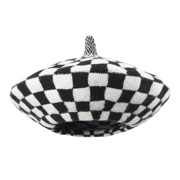 TIPY TIPY TAP CHECKS WINTER BERET - BLACK