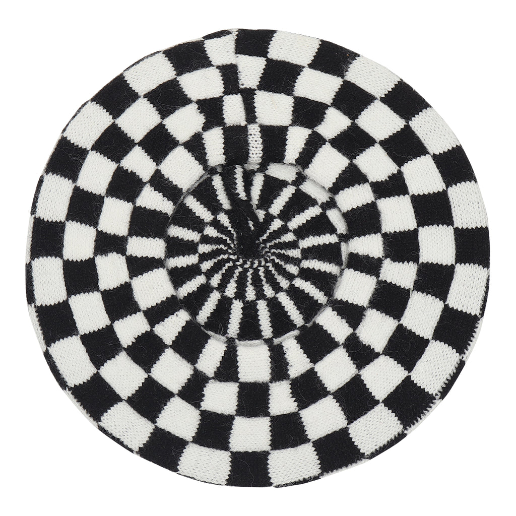 TIPY TIPY TAP CHECKS WINTER BERET - BLACK