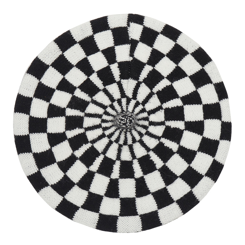 TIPY TIPY TAP CHECKS WINTER BERET - BLACK