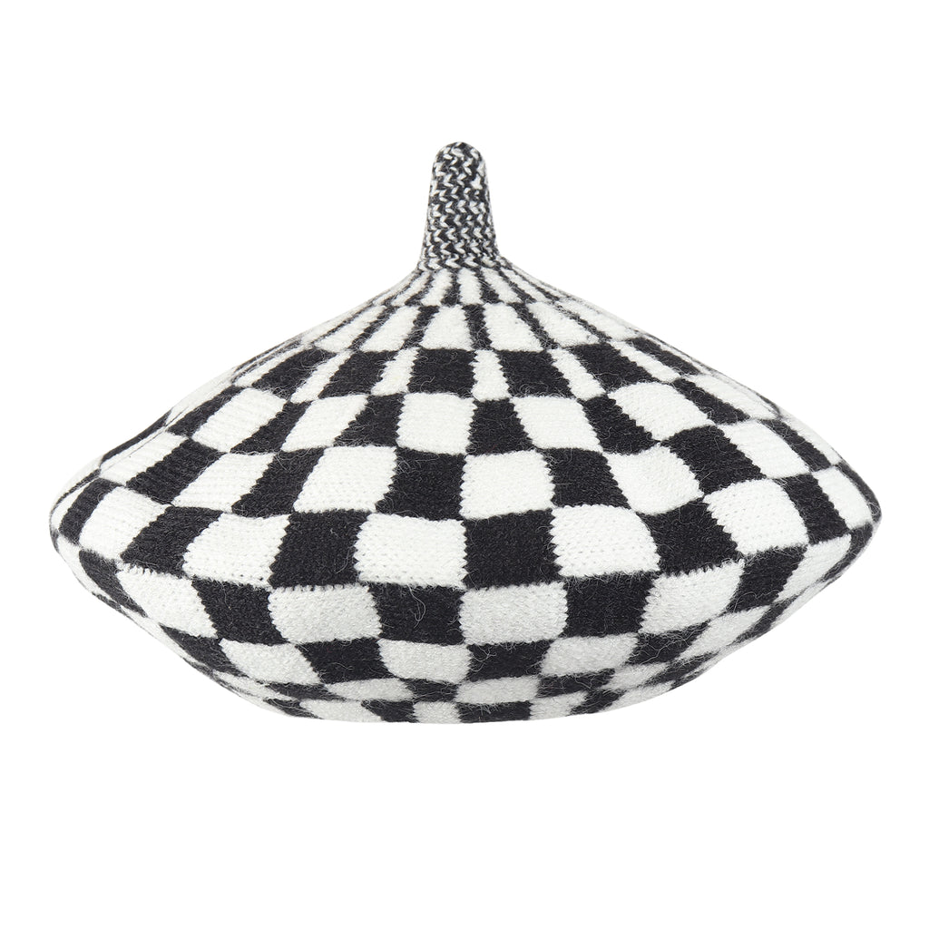 TIPY TIPY TAP CHECKS WINTER BERET - BLACK