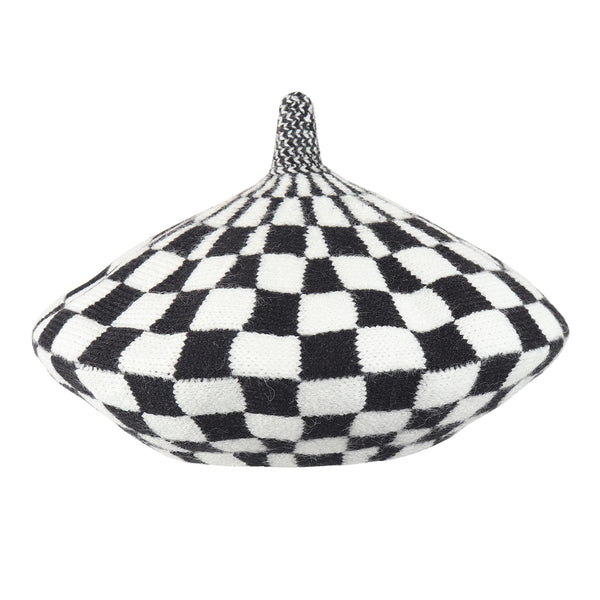 TIPY TIPY TAP CHECKS WINTER BERET - BLACK
