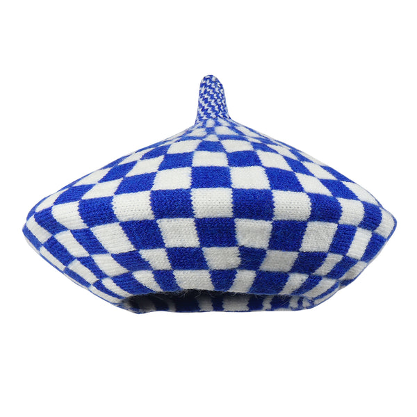 TIPY TIPY TAP CHECKS WINTER BERET - BLUE