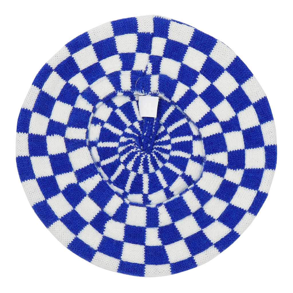 TIPY TIPY TAP CHECKS WINTER BERET - BLUE