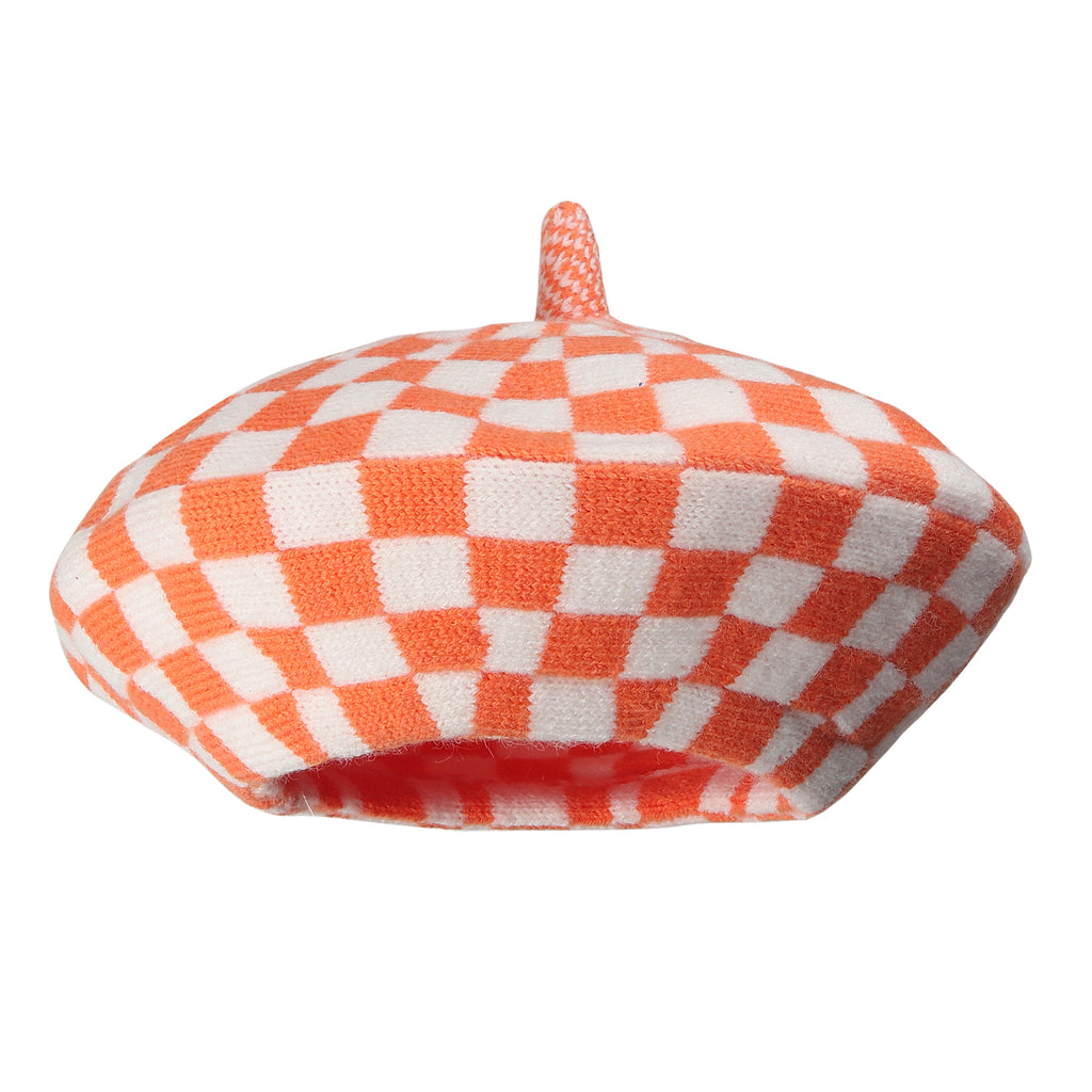TIPY TIPY TAP CHECKS WINTER BERET - ORANGE