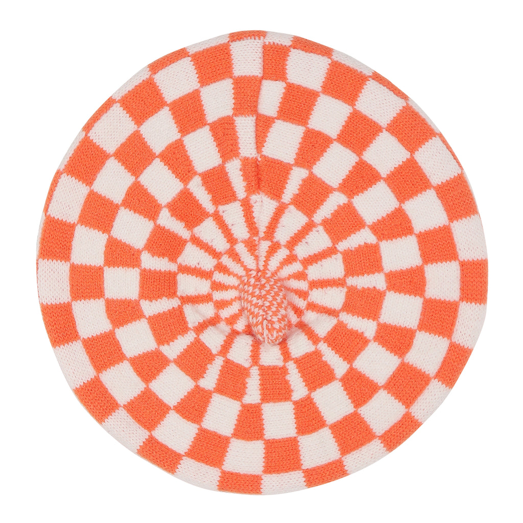 TIPY TIPY TAP CHECKS WINTER BERET - ORANGE