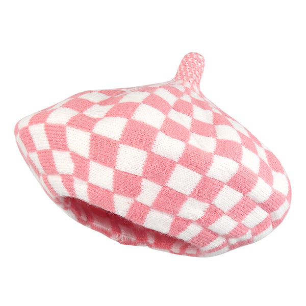 TIPY TIPY TAP CHECKS WINTER BERET - PINK