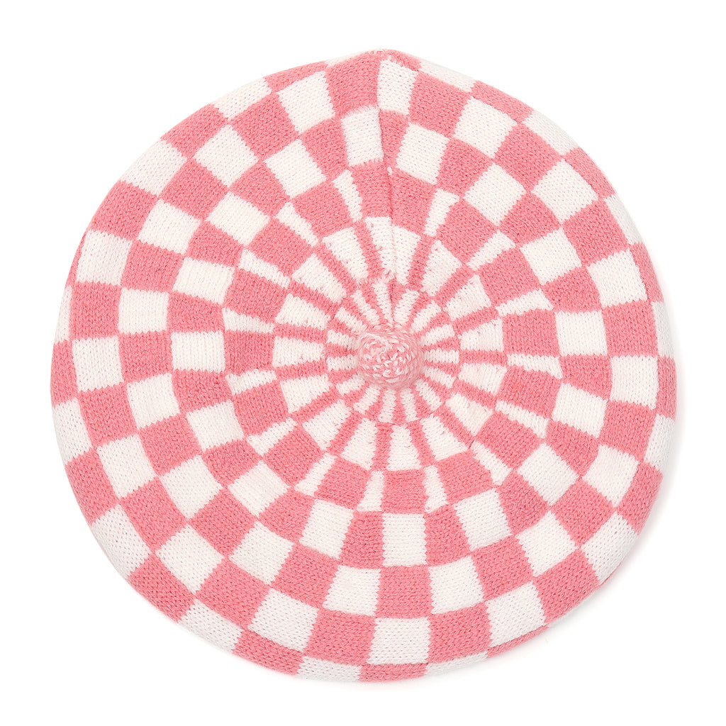 TIPY TIPY TAP CHECKS WINTER BERET - PINK