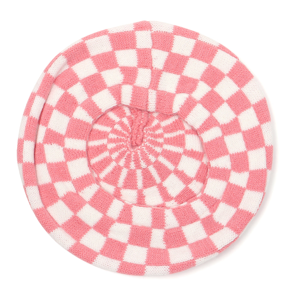 TIPY TIPY TAP CHECKS WINTER BERET - PINK