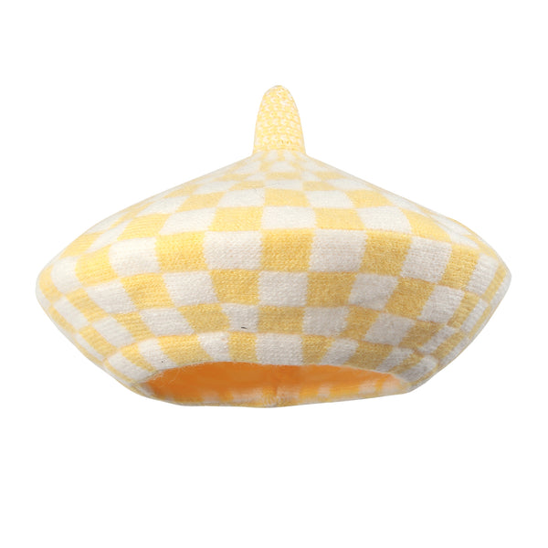 TIPY TIPY TAP CHECKS WINTER BERET - YELLOW