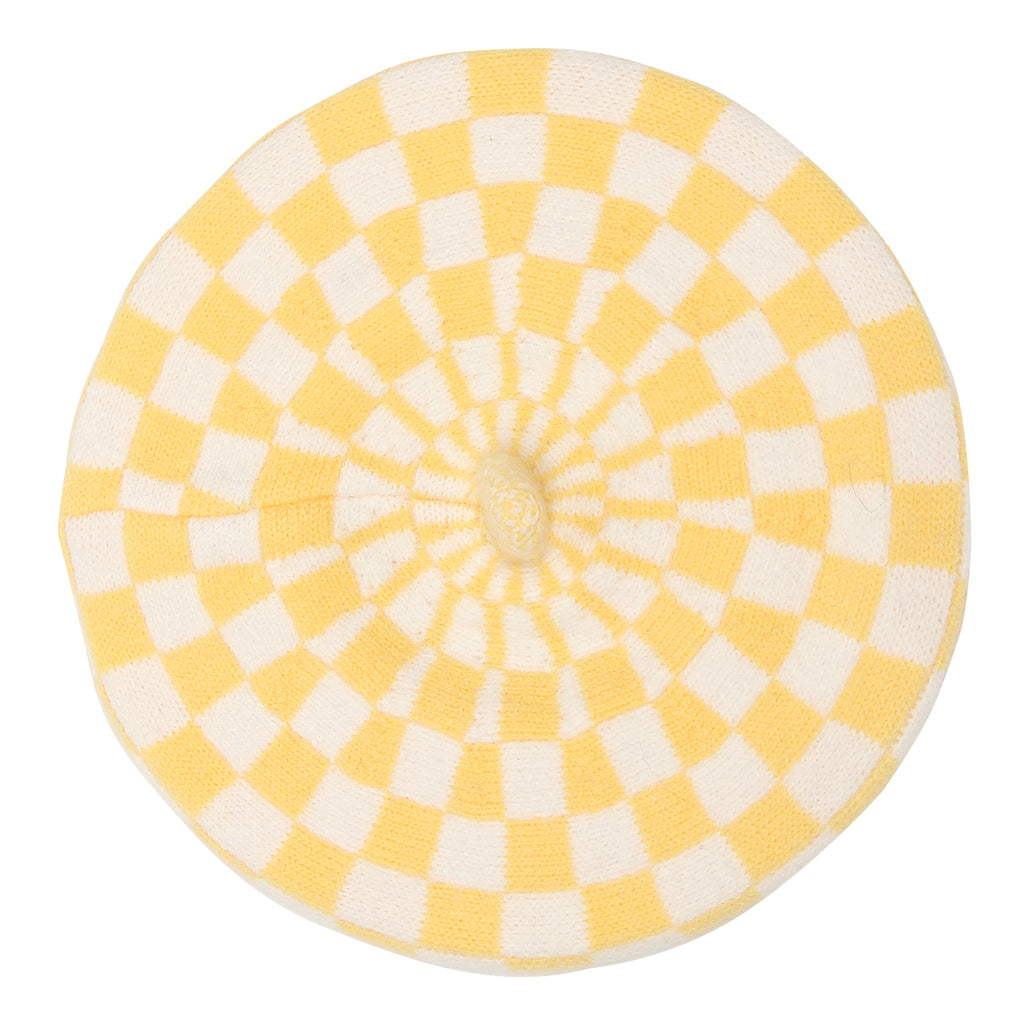 TIPY TIPY TAP CHECKS WINTER BERET - YELLOW