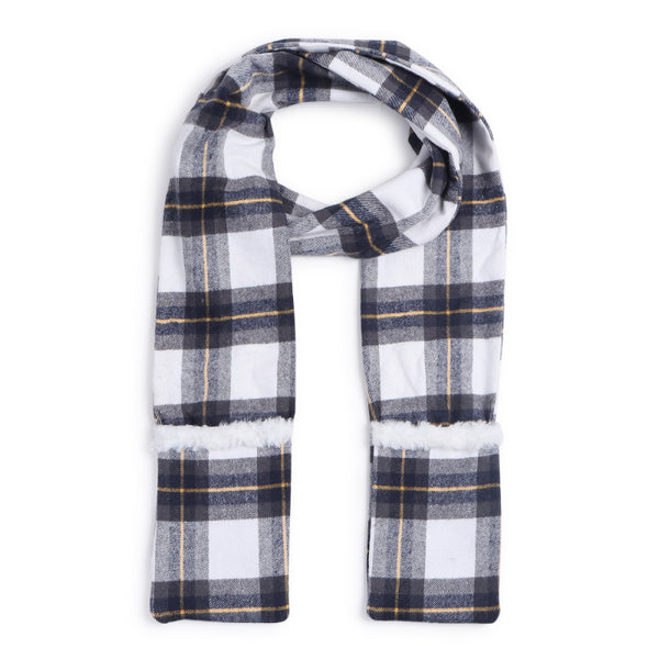 TIPY TIPY TAP CHECK PRINT MUFLER WITH POCKETS - BLUE