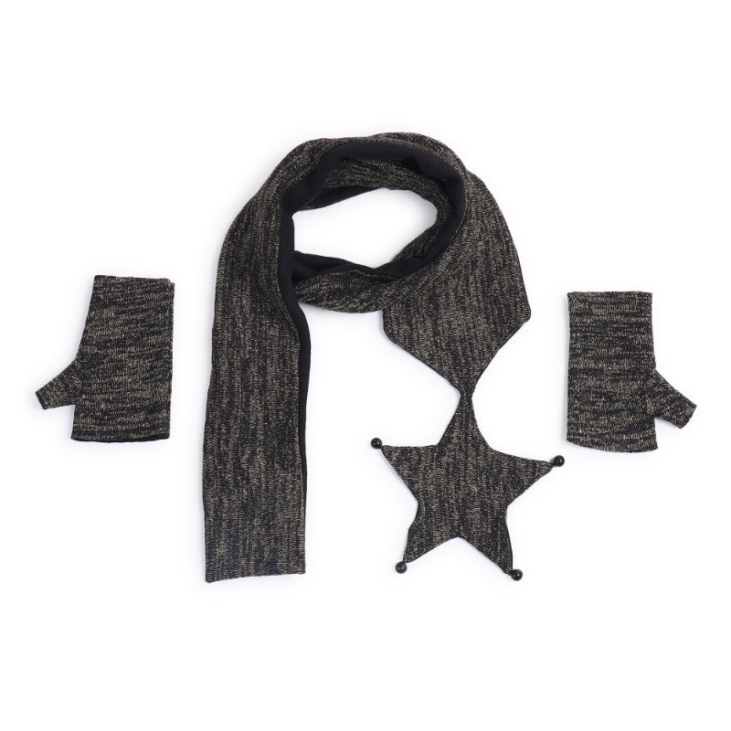 TIPY TIPY TAP STAR THEME MUFLER WITH GLOVES - BLACK